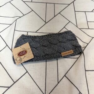 Clear Creek Headband OSFM Gray Cable Knit Faux Fur Lined Winter Ear Warmer